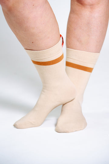 Sox in ⁠Latte with Caramel Stripe Regular